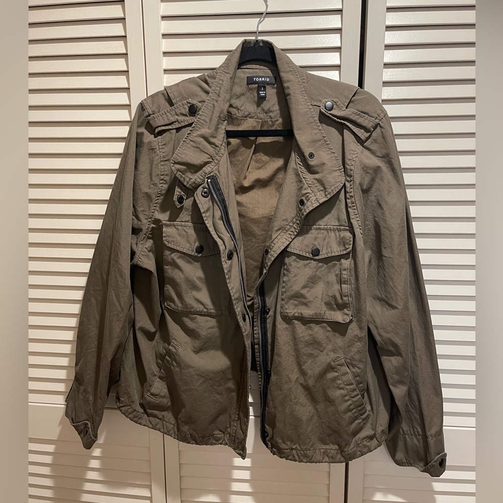 Torrid Olive Jacket Twill Utility Jacket